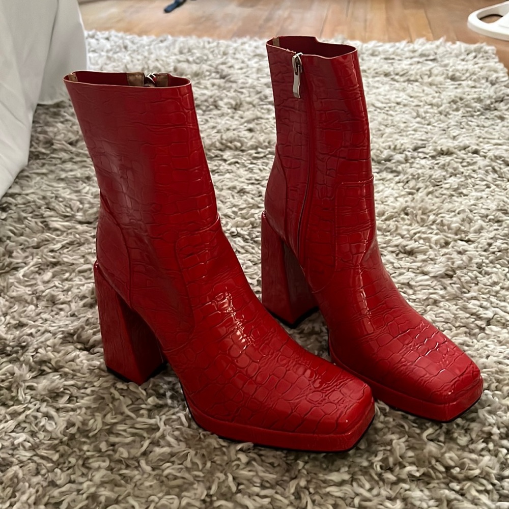 Nasty Gal Red Booties
